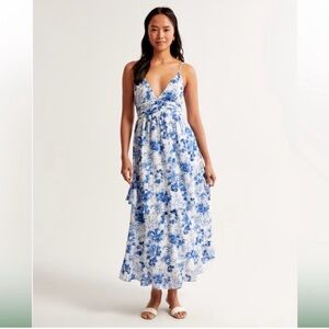 Abercombie Blue Floral V-Neck Maxi Dress